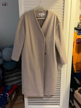 Prologue Taupe Wool-Blend Collar Coat